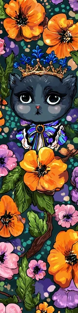 Free kawaii cats bookmark featuring a cat wearing a crown of yellow flowers